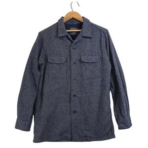 Pendleton Mens Original Board Shirt Solid Blue Wool Twill Size M